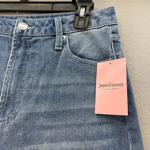 Juicy Couture Jeans Women's 7/28 Blue Lunita Wide Leg Rhinestone Logo Flare NWT - Picture 9 of 14